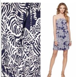 Lilly Pulitzer Strapless Pull-On Navy Blue White